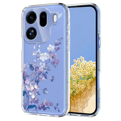 Obudowa na Oppo Find X9 Pro 5G z motywem motyla i kwiatów Drukowana tylna pokrywa z tworzywa TPU - Fiołki