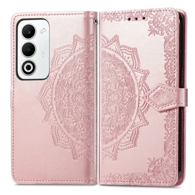 Voor Oppo A5 5G Hoesje Portemonnee Mandala Bloem Leren Telefoonhoesje Stand - Roze Goud
