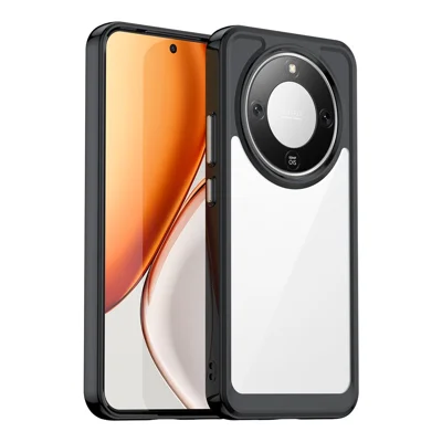 Funda transparente para Honor Magic8 Lite 5G / X70 5G / X9d 5G, cubierta protectora de teléfono de acrílico + TPU - Negro