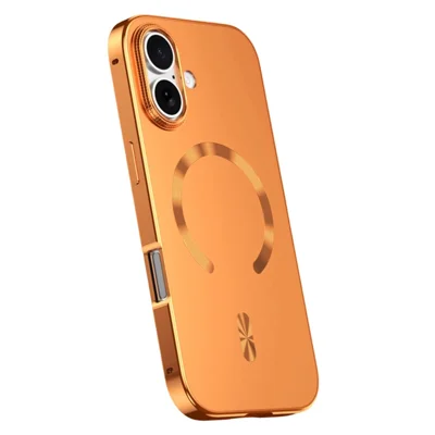 Funda para iPhone 17 Compatible con MagSafe Marco de Aleación Cubierta Trasera de PC - Naranja