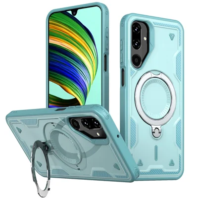 For Samsung Galaxy M16 5G / F16 5G Magnetic Case Military Protection PC + TPU Kickstand Phone Cover - Baby Blue