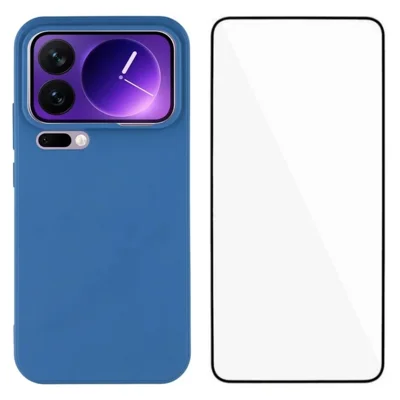 Für Xiaomi 17 Pro Max Hülle WANLONFENG ZB Serie Präzise Ausschnitte Gerades Profil TPU Handyhülle mit gehärtetem Glasfolie - Saphir