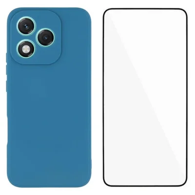WANLONFENG For Honor 400 Lite 5G Case ZB Series Precise Cutouts Straight Edge TPU Phone Cover with Tempered Glass Film - Sapphire