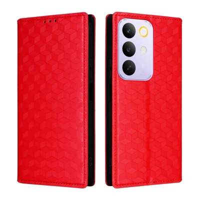 Чехол-кошелек для Realme C85 5G / 15x (Индия) 5G, чехол из искусственной кожи с ромбовидным тиснением, красный