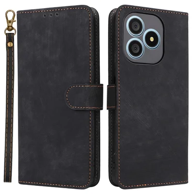 Étui pour Blackview Wave 9C, étui portefeuille avec blocage RFID, housse en cuir PU avec support et sangle - Noir