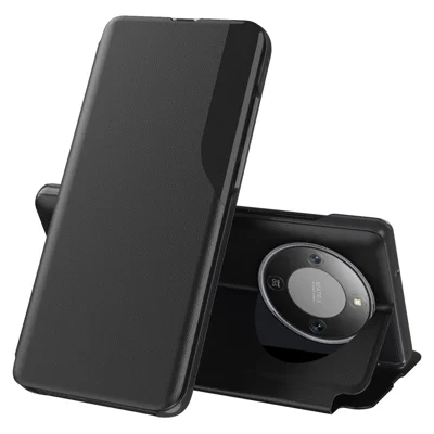 For Honor Magic8 Lite 5G / X9d 5G / X70 5G Phone Case Folio Flip PU Leather Stand Cover - Black