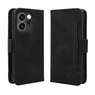 For Oppo Reno15 Pro Max 5G (Global) / Reno15 Pro 5G (China) Leather Case Phone Wallet Cover with Multiple Card Slots - Black