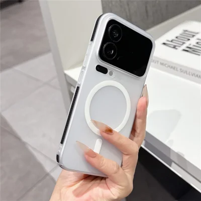 För Xiaomi 17 Pro Max Dimmglas PC Magnetisk Skal Antislip Kant Skyddande Skal Med Lättrörlig Yta Svart