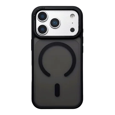 Für iPhone 17 Pro Max Hülle kompatibel mit MagSafe Metall-Linsenrahmen TPU PC Handyhülle - Schwarz