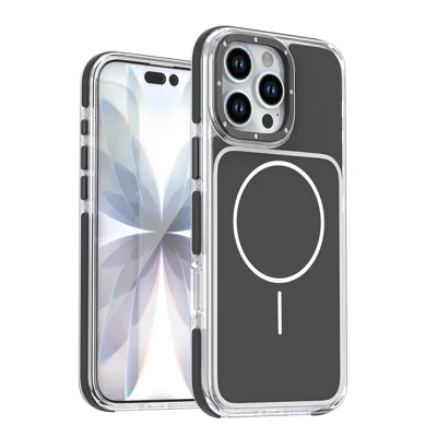 Capa para iPhone 16 Pro Max Compatível com MagSafe, Dupla Cor, À Prova de Choques, Capa para Telemóvel em TPU e PC - Preto
