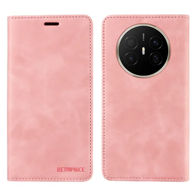 BETOPNICE For Huawei Mate 70 Air Case  Magnetic Closure RFID Blocking Wallet Stand Leather Phone Cover - Pink