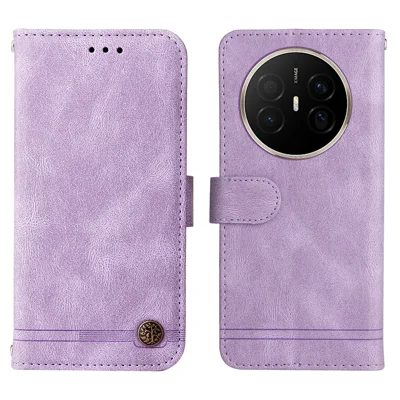 For Huawei Mate 70 Air Leather Wallet Cases Skin Touch Phone Cover Stand with Strap - Purple