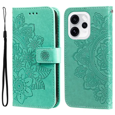 For Oppo Reno15 Pro Max 5G (Global) / Reno15 Pro 5G (China) Case Floral Pattern PU Leather Wallet Stand Phone Cover - Green