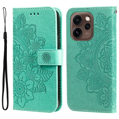 For Oppo Reno15 Pro 5G (Global) / Reno15 5G (China) Case Floral Pattern PU Leather Wallet Stand Phone Cover - Green