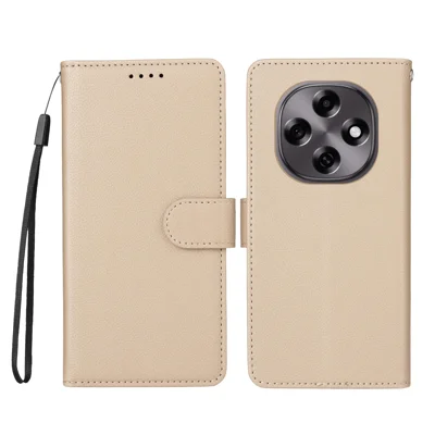 For Oppo F31 Pro 5G / Oppo A6 Pro 5G (China) Case RFID Blocking 3 Card Slots PU Leather Phone Cover with Wrist Strap - Creamy White