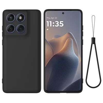 Capa de Telemóvel em Silicone Líquido com Alça para Motorola Edge 70 5G / X70 Air - Preto