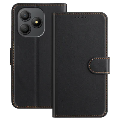Étui en cuir pour Blackview Wave 9C, étui portefeuille avec support, couleur unie, antichute - Noir