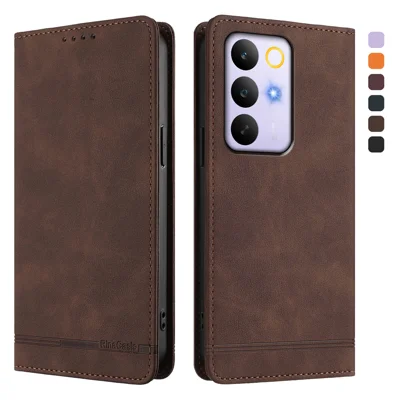 For Realme C85 Pro 4G Case RINACASIS RC23 RFID Blocking Wallet Stand PU Leather Phone Cover - Brown