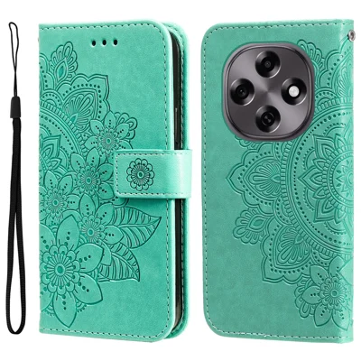 For Oppo F31 Pro 5G / Oppo A6 Pro 5G (China) Case Floral Pattern PU Leather Wallet Stand Phone Cover - Green