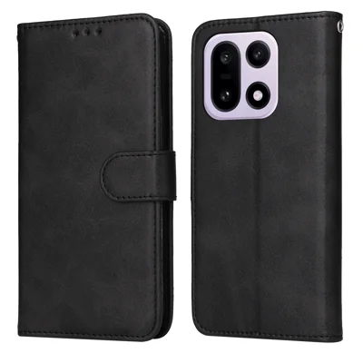 Voor OnePlus 15 5G Hoesje Portemonnee PU Leren Folio Flip Hoes - Zwart