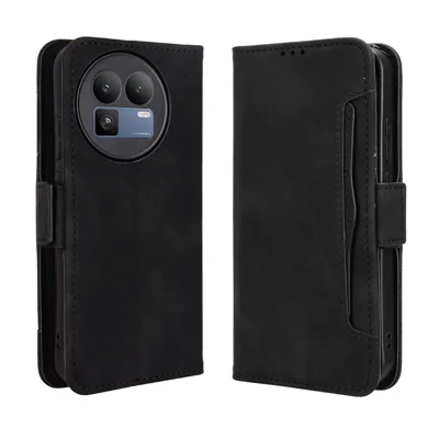 For Realme GT 8 5G Leather Case Phone Wallet Cover with Multiple Card Slots - Black
