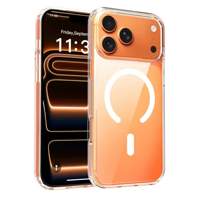 Acquisto all'ingrosso per custodia trasparente iPhone 17 Pro Max compatibile con MagSafe, cover per telefono TPU PC da 1,5 mm - trasparente