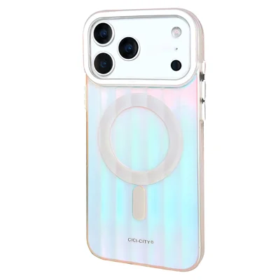 CICI-CITY Funda para iPhone 17 Pro Max Compatible con MagSafe, Funda Mate IMD de Gradiente PC TPU - Blanco