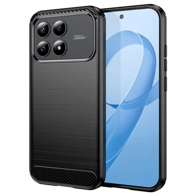 Cover per Xiaomi Redmi K90 5G / Poco F8 Pro, Custodia Protettiva con Texture in Fibra di Carbonio, Finitura Opaca - Nero