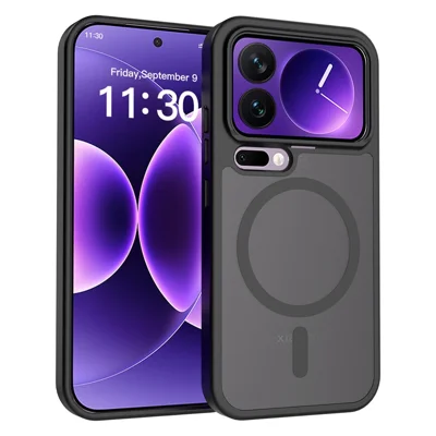 For Xiaomi 17 Pro Magnetic Case TPU Frame Acrylic Back Phone Cover Skin Touch - Black
