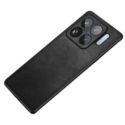 Obudowa do Xiaomi 15S Pro, retro, powleczona skórą syntetyczną, PC + TPU, czarna
