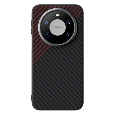 ABEEL для Huawei Mate 80 Pro Max магнитный чехол с текстурой углеродного волокна, задняя панель для телефона - черный / красный