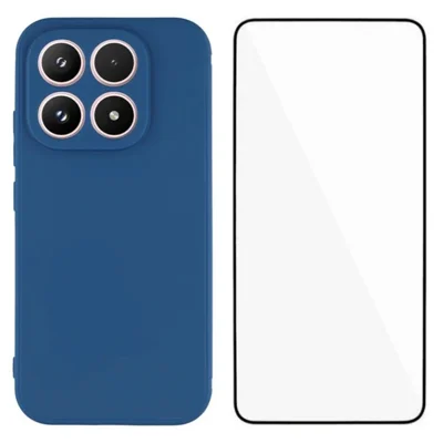 Für Xiaomi 17 Case WANLONFENG ZB Serie Präzise Ausschnitte Gerades Profil TPU Handyhülle mit gehärtetem Glasfilm - Saphir