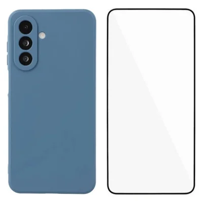 WANLONFENG For Samsung Galaxy A17 4G / Galaxy A17 5G Case  ZB Series Precise Cutouts Straight Edge TPU Phone Cover with Tempered Glass Film - Sapphire