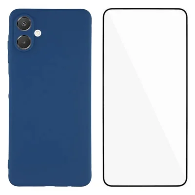 WANLONFENG For Samsung Galaxy A06 4G Case  ZB Series Precise Cutouts Straight Edge TPU Phone Cover with Tempered Glass Film - Sapphire