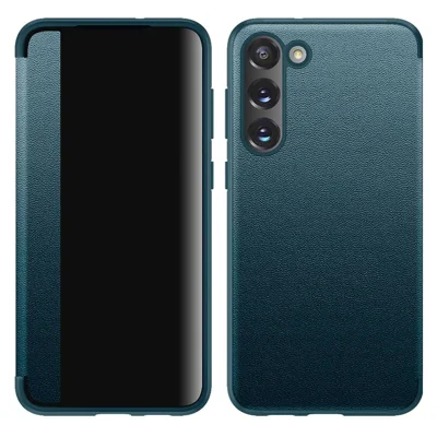 Flip-Cover für Samsung Galaxy S23+ Stoßfestes Handy-Schutzhülle Hybrid-Case aus PU-Leder+TPU+Acryl - Blau