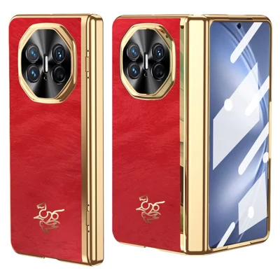 Étui pour Huawei Mate X3 4G avec motif de cheval, protection de charnière, coque rigide en PC avec protecteur d'écran avant