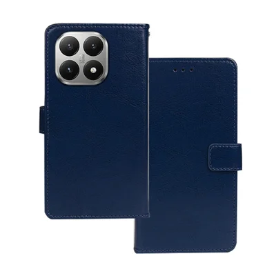 IDEWEI For Xiaomi 15T Case TPU PU Wallet Leather Phone Back Cover with Stand - Blue