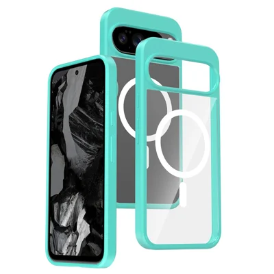 Bulk Purchasing For Google Pixel 9 Pro XL Magnetic Case Crystal Clear 1.5mm TPU PC Phone Back Cover - Green