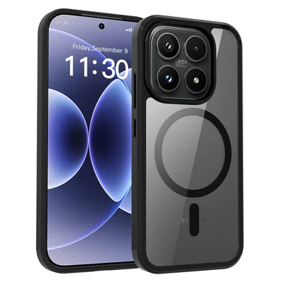 Bulk Purchasing For Xiaomi 17 Magnetic Case Crystal Clear 1.5mm TPU PC Phone Back Cover - Black