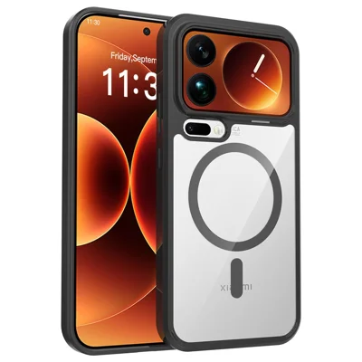 Bulk Purchasing For Xiaomi 17 Pro Magnetic Case Crystal Clear 1.5mm TPU PC Phone Back Cover - Black