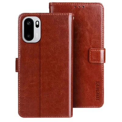 IDEWEI For OnePlus 15R 5G / Ace 6T 5G / Ace 6 5G Stand Case Crazy Horse Texture Leather Phone Cover - Brown