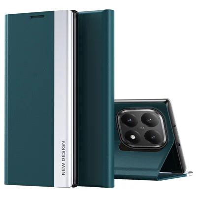 Funda para teléfono con soporte de cuero anticaída para Xiaomi 15T - Verde