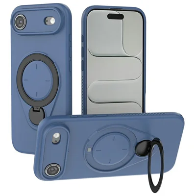 For iPhone Air Magnetic Case Rotating Kickstand TPU PC Phone Cover Compatible with MagSafe - Blue