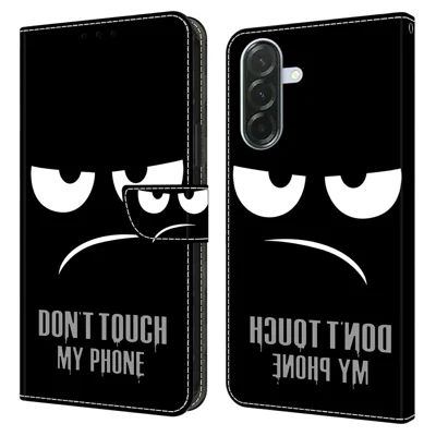 Capa de Telemóvel Carteira em Pele 3D com Fecho Magnético para Samsung Galaxy A37 - Não Toques no Meu Telemóvel