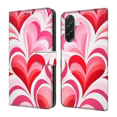 Funda tipo cartera con soporte para Samsung Galaxy A57, carcasa abatible de cuero PU con estampado de patrón - Amor