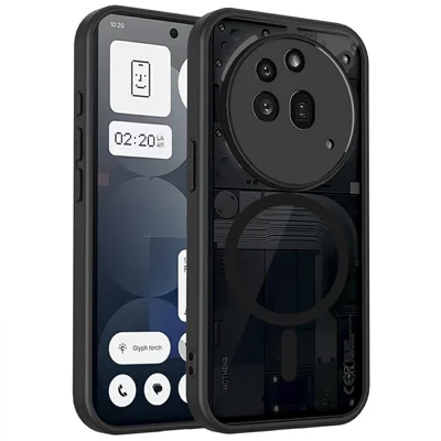 For Nothing Phone (3a) Pro Magnetic Case Skin Touch Matte Translucent PC + TPU Anti-Drop Phone Cover - Black