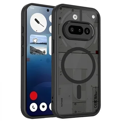 For Nothing Phone (3a) Magnetic Case Skin Touch Matte Translucent PC + TPU Anti-Drop Phone Cover - Black