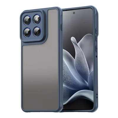 غطاء لهاتف Motorola Edge 70 5G مقاوم للسقوط مع وسائد هوائية وتصميم شفاف غير لامع من مادة البولي كربونات + TPU - أزرق