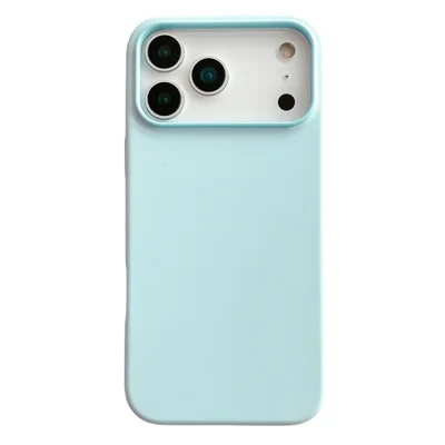 Coque pour iPhone 17 Pro, housse en silicone liquide bicolore avec grande découpe pour appareil photo - Cyan clair