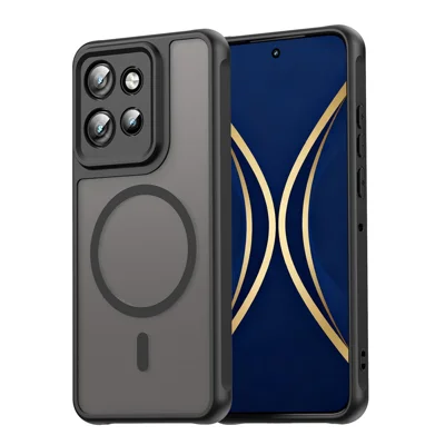 Magnetische Hülle für Motorola Edge 60 Neo 5G, stoßfest, aus PC + TPU, Handy-Schutzhülle – Schwarz